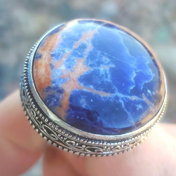 New Oversized Sodalite 925 Silver Ring. - Picture 9 of 12